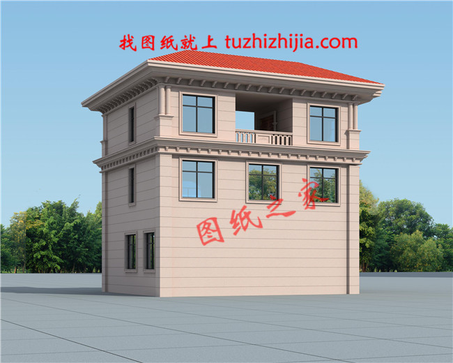 2019年新款三層別墅外觀圖及施工圖,占地面積110平米