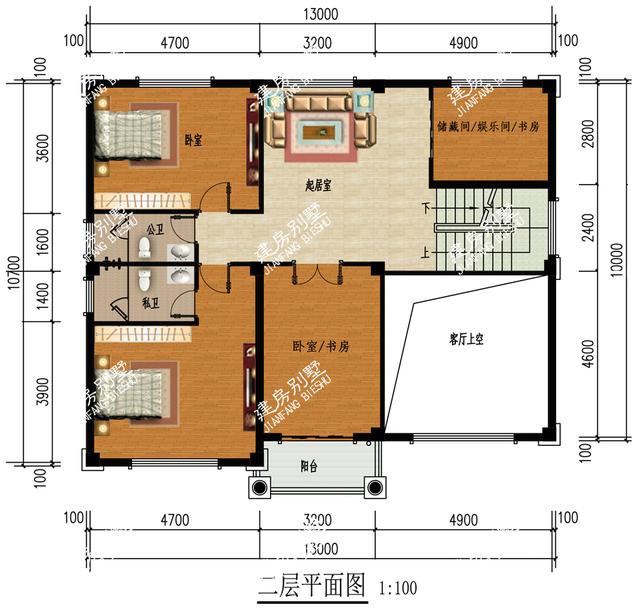 13x10.7米三層別墅設計圖，建房子，住的舒適是首要