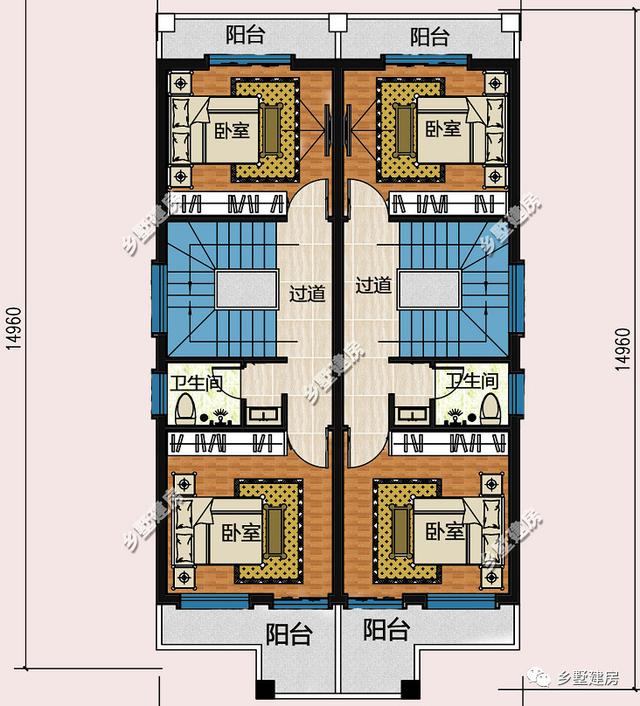 小面寬也能建雙拼，看看這款農村別墅設計圖，你就知道了