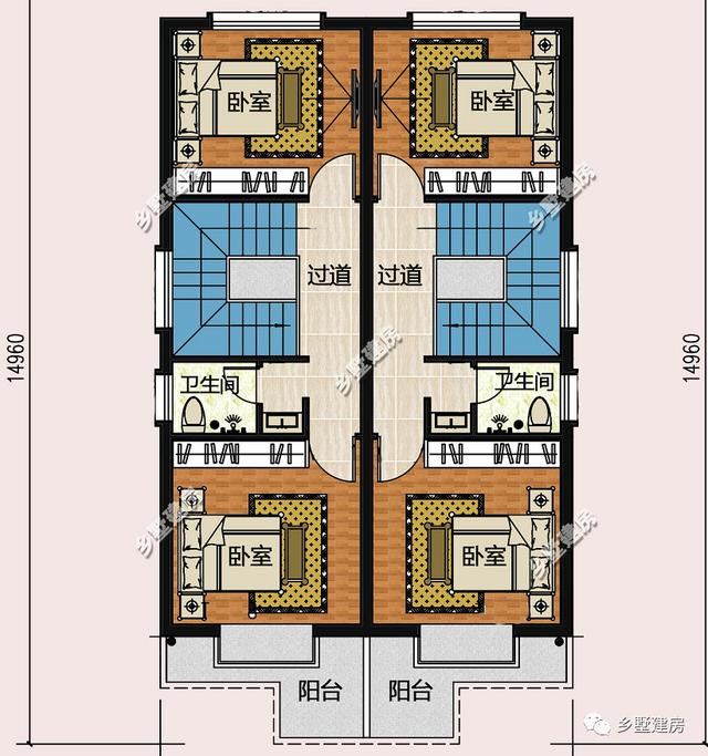 小面寬也能建雙拼，看看這款農村別墅設計圖，你就知道了