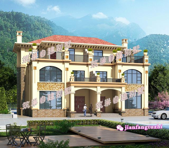 農村雙拼別墅全套設計施工圖，磚混結構，造型簡約大方