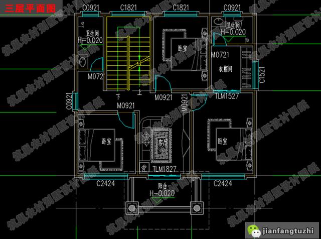 四層農(nóng)村設(shè)計(jì)別墅圖紙，占地100平米，戶型美觀大氣