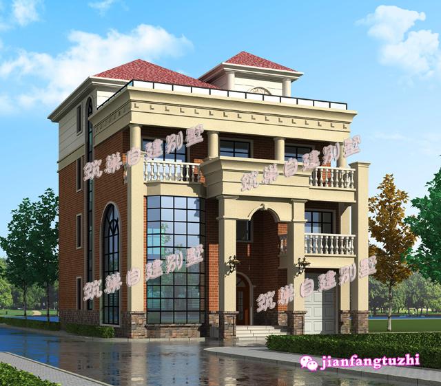 12米x16米農村四層別墅設計圖，帶大露臺，大氣美觀，方便實用。