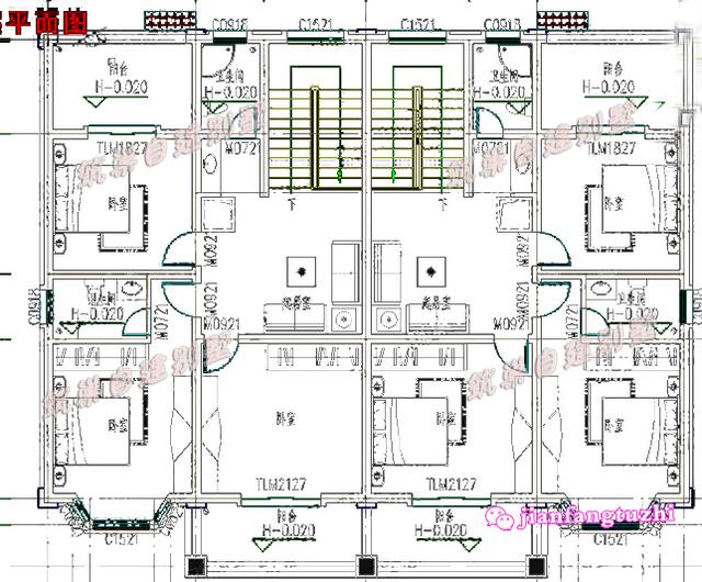 16.8米x12.8米農村雙拼二層別墅設計圖，精致漂亮，造價40萬！