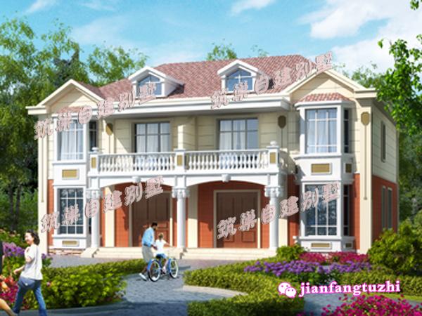 16.8米x12.8米農村雙拼二層別墅設計圖，精致漂亮，造價40萬！