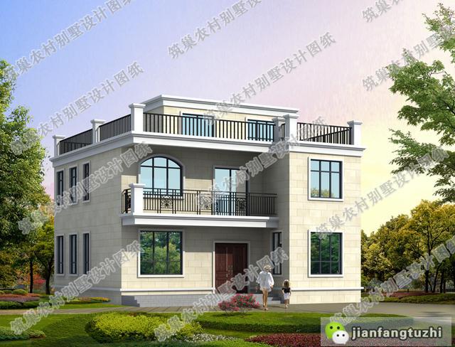 占地130平米二層平屋頂農村自建房，戶型簡單，美觀漂亮，22萬就能蓋起！