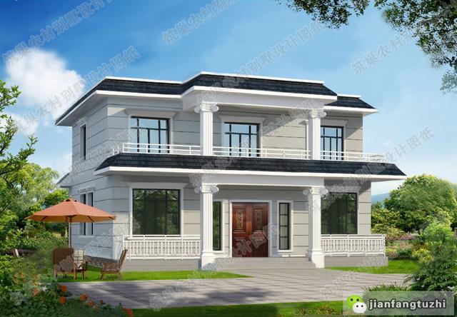 12×10米二層鄉村平屋頂自建房，簡單大氣，布局合理，年輕人老人都喜歡！