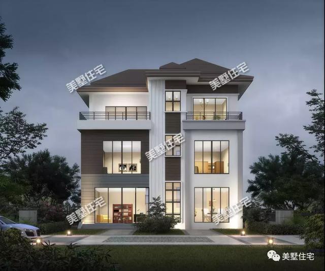 現代風別墅設計圖，外觀設計簡潔而不簡單，方正實用，帶來大大的生活享受