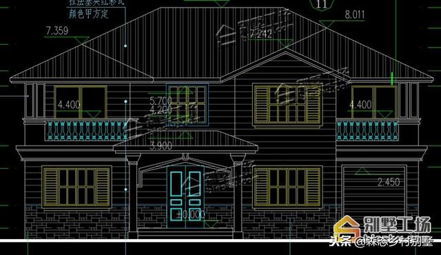 二層別墅設計圖，帶車庫和堂屋，在農村是非常實用的