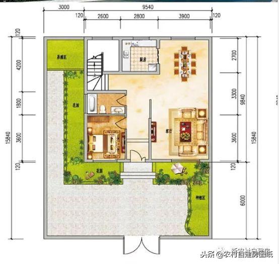 二層中式平屋頂農村自建房，外觀簡潔，室內布局大方舒適，南北老百姓最愛戶型