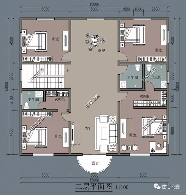 占地214平二層農(nóng)村法式別墅設(shè)計(jì)圖，臥室?guī)б旅遍g和衛(wèi)生間的體驗(yàn)才高級(jí)
