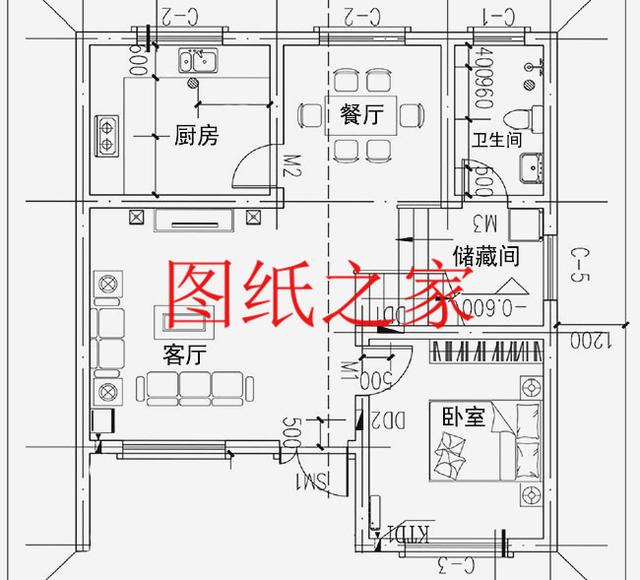 占地90平米左右的二層別墅，開間不到10米，非常實(shí)用的小戶型！