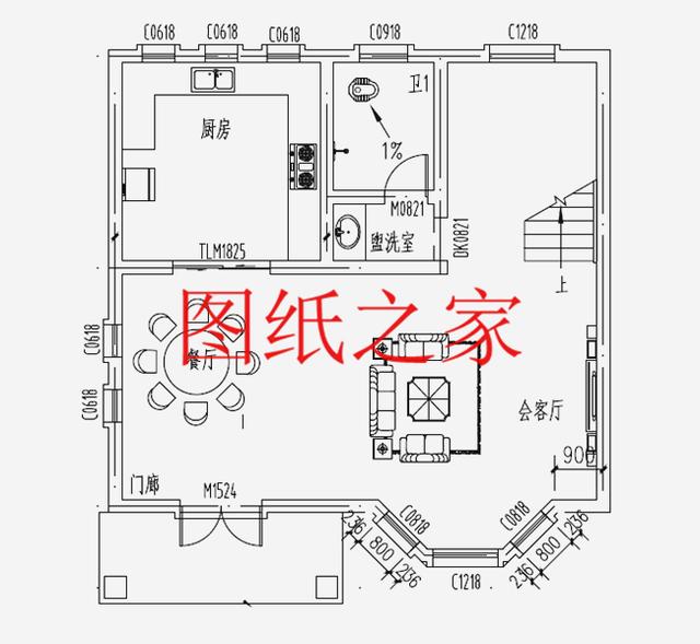 占地90平米左右的二層別墅，開間不到10米，非常實(shí)用的小戶型！