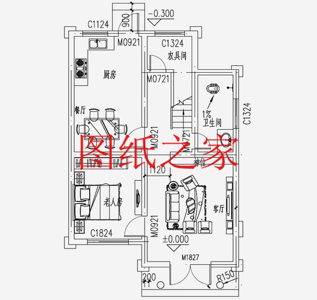 占地90平米左右的二層別墅，開間不到10米，非常實(shí)用的小戶型！