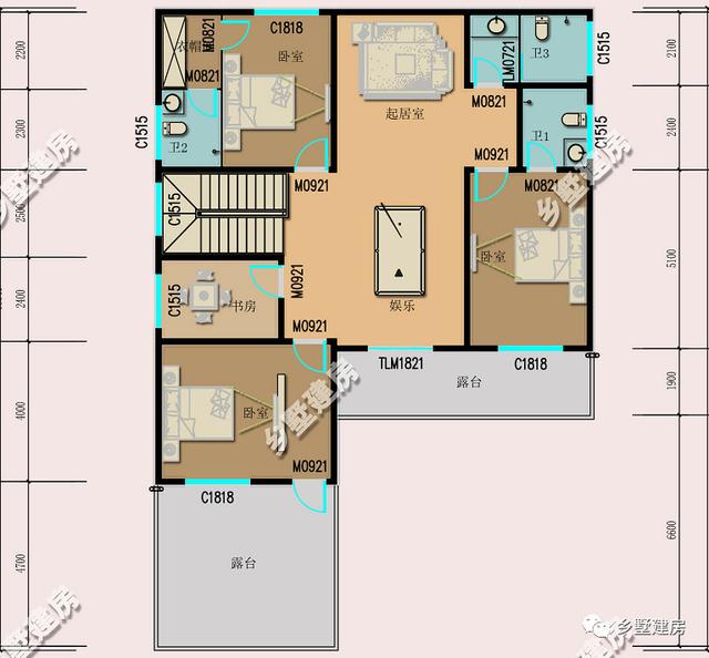 12.54×18.34米二層中式自建房，十分的有古典氣息，我猜，你一定喜歡！
