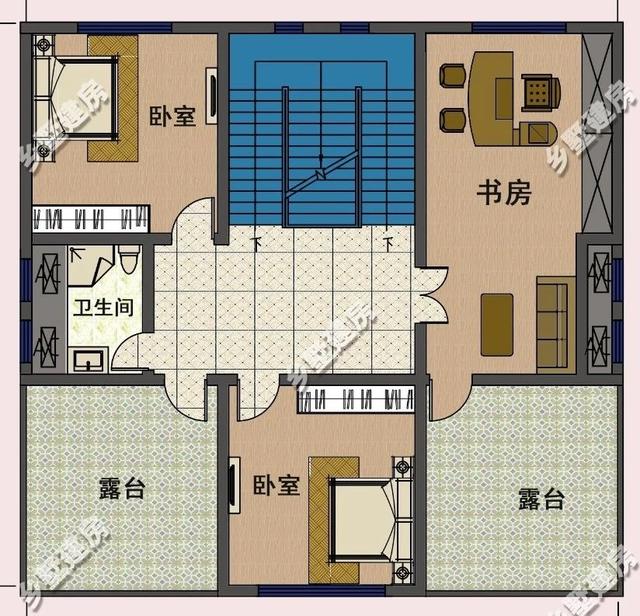 復(fù)古三層小洋樓別墅設(shè)計(jì)圖，別致的造型和配色，注定成為農(nóng)村一道靚麗的風(fēng)景線。
