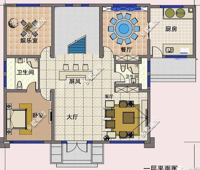 復(fù)古三層小洋樓別墅設(shè)計(jì)圖，別致的造型和配色，注定成為農(nóng)村一道靚麗的風(fēng)景線。