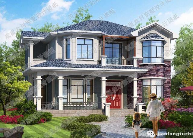 占地168平農村二層自建房，簡單又耐看，戶型精致美觀，帶圍廊+露臺