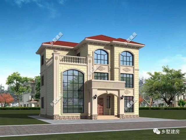 13×11.5米農村三層自建房，帶落地窗+挑空客廳，時尚大氣，農村美好幸福生活等著你！