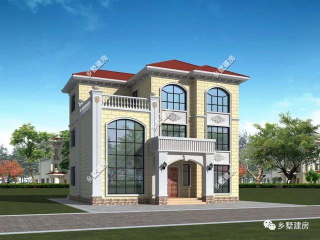 13×11.5米農村三層自建房，帶落地窗+挑空客廳，時尚大氣，農村美好幸福生活等著你！