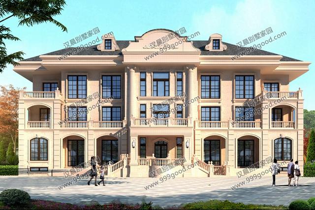 古典歐式和徽派中式結(jié)合的別墅設(shè)計圖，造型挺別致。