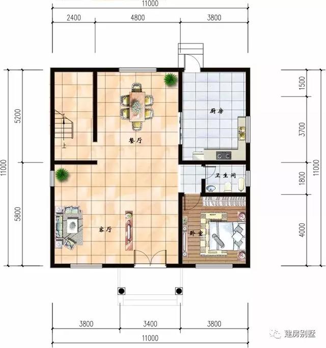 風格簡單的別墅設計圖，造價都在30W左右，布局也很合理。