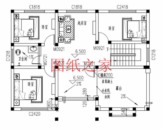 30萬三層別墅設計圖，100平米的方正戶型，舒適宜居、美觀大氣！