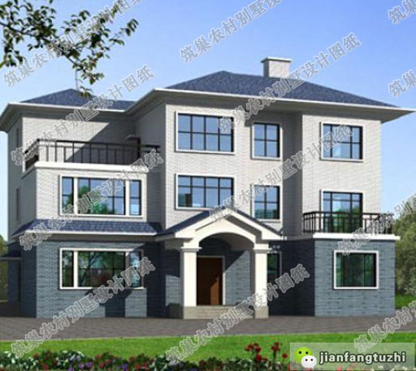 經典熱款三層別墅設計圖，多露臺+挑空客廳設計。