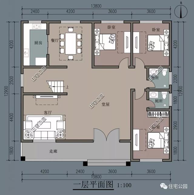 四世同堂農村自建房，堂屋有量不生災。