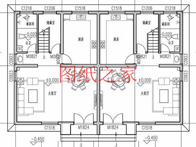 3套兄弟雙拼別墅戶(hù)型平面圖，比獨(dú)棟更美觀大氣！