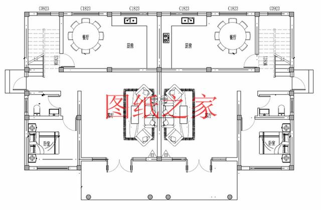 3套兄弟雙拼別墅戶(hù)型平面圖，比獨(dú)棟更美觀大氣！