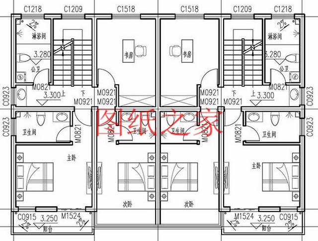3套兄弟雙拼別墅戶(hù)型平面圖，比獨(dú)棟更美觀大氣！