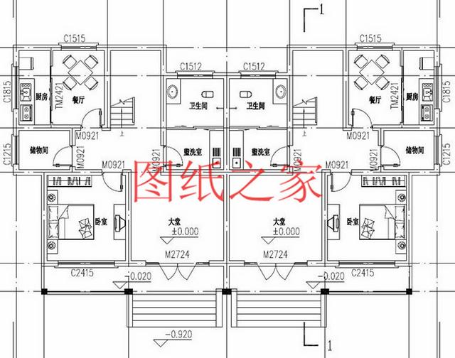 5套三層雙拼別墅方案，單戶100平左右，對稱設計彰顯房屋氣勢！