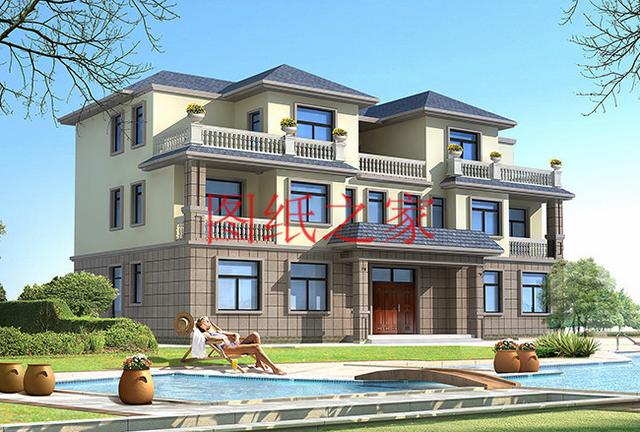 5套三層雙拼別墅方案，單戶100平左右，對稱設計彰顯房屋氣勢！