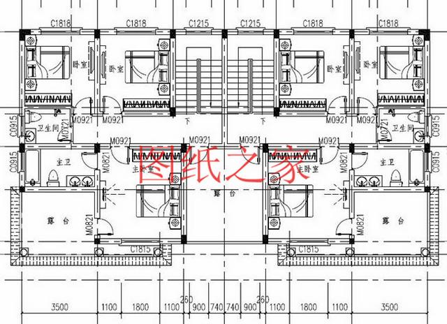 5套三層雙拼別墅方案，單戶100平左右，對稱設計彰顯房屋氣勢！