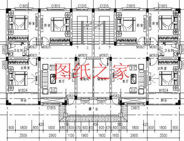 5套三層雙拼別墅方案，單戶100平左右，對稱設計彰顯房屋氣勢！