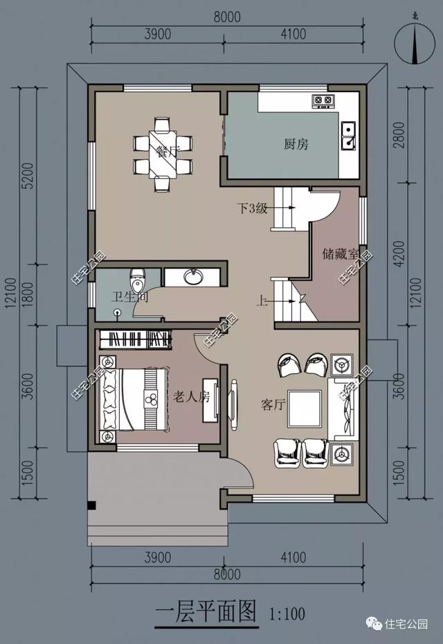 面寬8米的二層農村自建小別墅，平屋頂方便晾曬