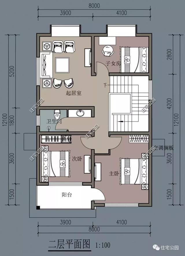 面寬8米的二層農村自建小別墅，平屋頂方便晾曬