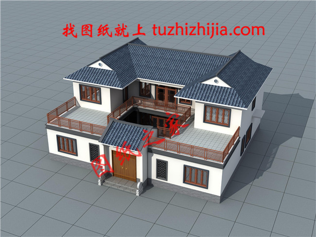 農(nóng)村小型四合院設計效果圖及施工圖，四面建房