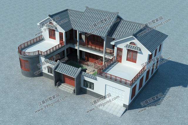 帶露臺中式三合院農村別墅，2套帶車庫，占地170平的第2款才26萬