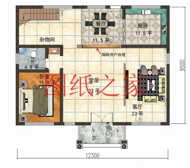 120平米二層別墅，12X10米戶型方正，喜歡就快點回家建房吧！