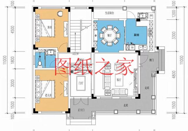 120平米二層別墅，12X10米戶型方正，喜歡就快點回家建房吧！