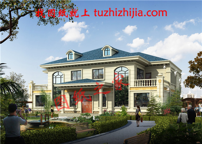 門廳共用二層歐式兄弟雙拼別墅圖片及施工圖