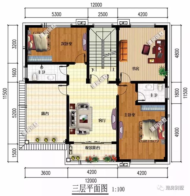 三棟面寬相對(duì)的農(nóng)村自建房設(shè)計(jì)，湖南建的最多，江西緊跟其后