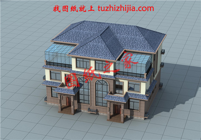 農村三層雙拼別墅戶型圖及全套施工圖紙，帶書房，帶衣帽間