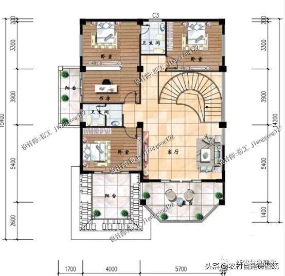 這套帶車庫和旋轉(zhuǎn)樓梯豪華三層別墅，造價(jià)花了120萬的，你覺得怎么樣？