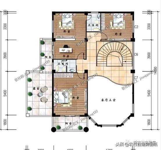 這套帶車庫和旋轉(zhuǎn)樓梯豪華三層別墅，造價(jià)花了120萬的，你覺得怎么樣？