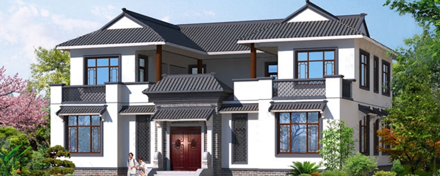 農(nóng)村兩層現(xiàn)代四合院別墅設(shè)計(jì)方案，傳統(tǒng)與現(xiàn)代的完美結(jié)合！