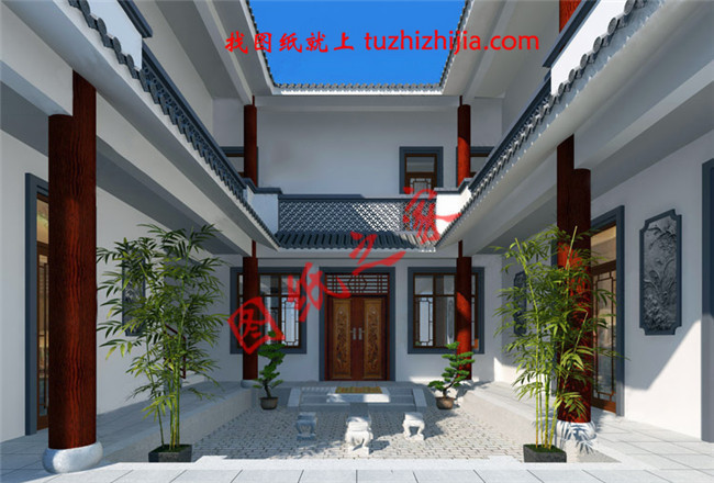 農(nóng)村兩層現(xiàn)代四合院別墅設(shè)計(jì)方案，傳統(tǒng)與現(xiàn)代的完美結(jié)合！