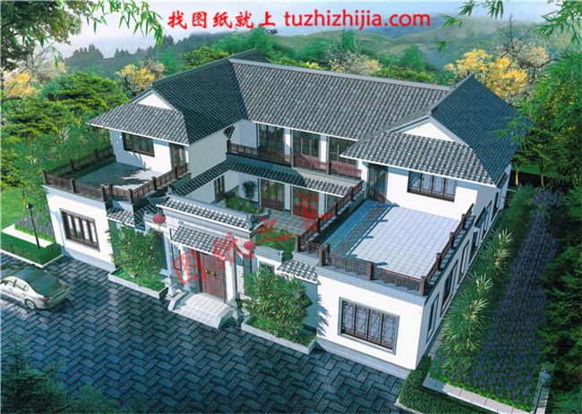 農(nóng)村兩層現(xiàn)代四合院別墅設(shè)計(jì)方案，傳統(tǒng)與現(xiàn)代的完美結(jié)合！